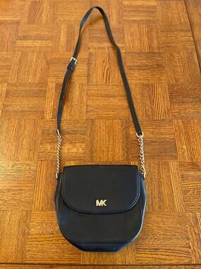 Michael Michael Kors Black Pebbled Leather Half Dome Crossbody Bag black